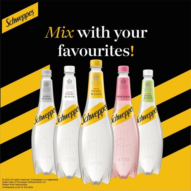 Schweppes slimline elderflower tonic water 1L (British brand)
