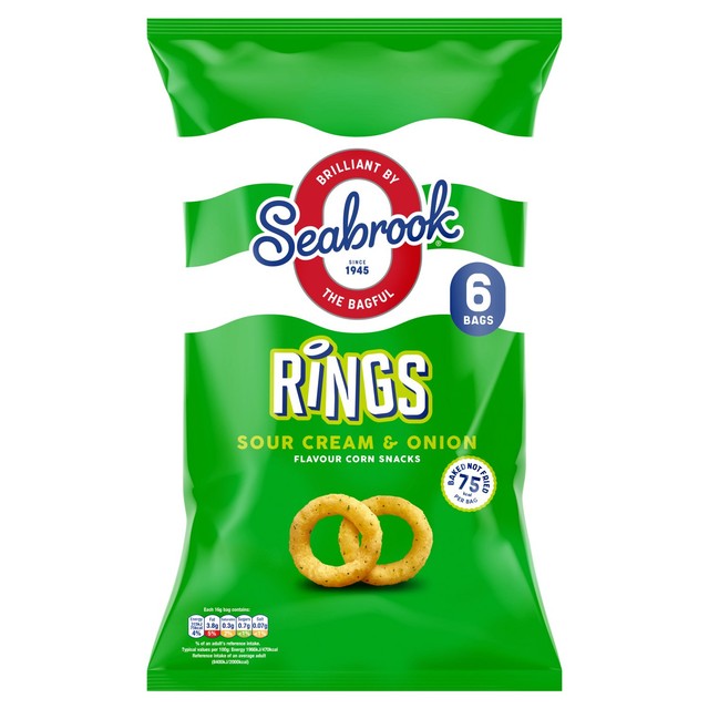Seabrook baked maize rings sour cream and onion 6 bags (British brand)