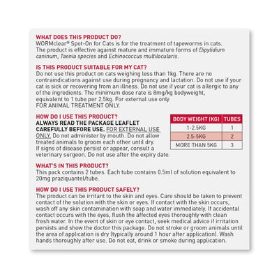 Beaphar WORMclear Worming Spot-On for Cats Cat Dewormer