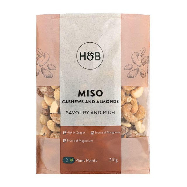 Holland & Barrett miso-flavoured cashews and almonds 210g, UK version