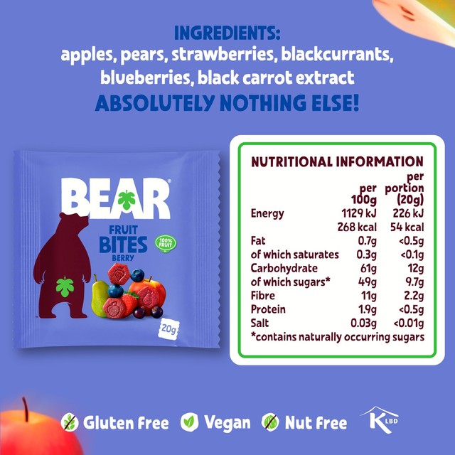 Urban Fruit Bear Berry Bites 5x20g - British product