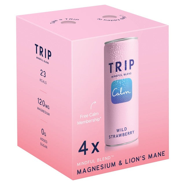 Trip Mindful Blend Wild Strawberry sparkling flavoured drink 4 x 250ml (British brand)
