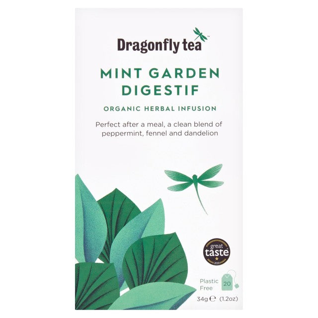 Dragonfly Tea Mint Garden Digestif herbal infusion 20 count - British product