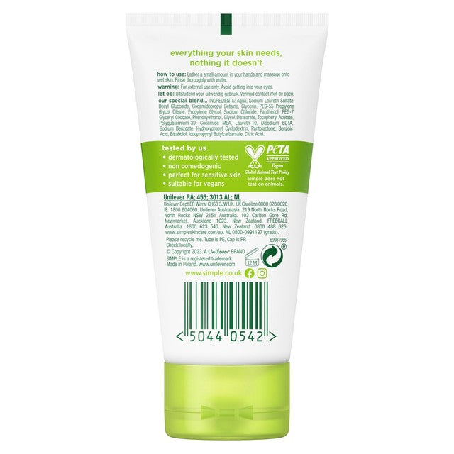 Simple Moisturising Facial Wash Travel Size 50ml (British brand)