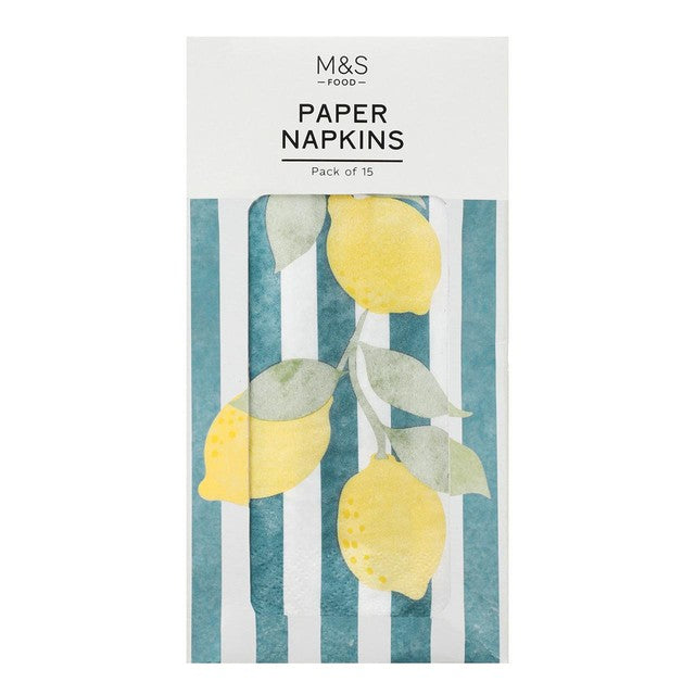 M&S lemon guest napkins 40x40cm, imported from the UK