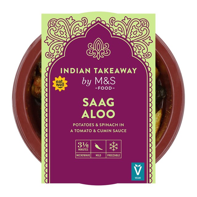 M&S Saag Aloo 250g, imported from the UK