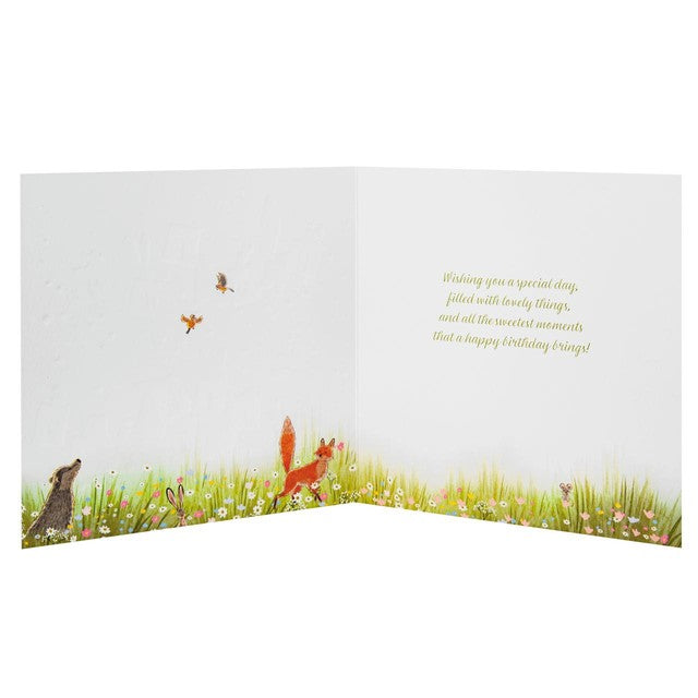 M&S woodland animals birthday card 15cm, imported from the UK