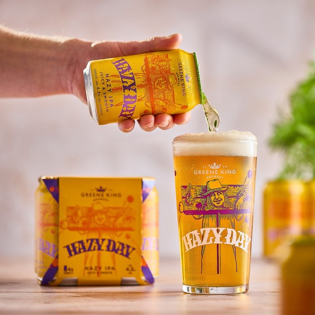 Greene King Hazy Day hazy IPA beer 4 x 330ml cans, UK version