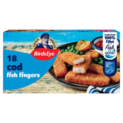 Birds Eye gefrorene panierte Kabeljau-Fischstäbchen 504g