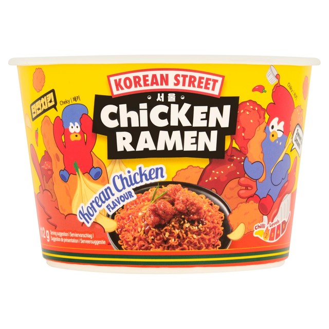 Korean Street chicken ramen bowl instant noodles, imported from the UK