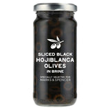 M&S black olives sliced 230g, imported from the UK