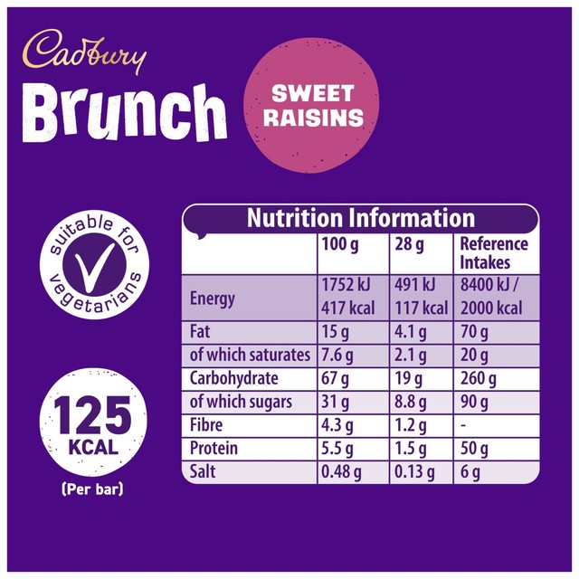 Cadbury Brunch Bar Raisin cereal bar (British brand)