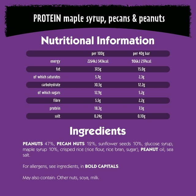 Eat Natural maple syrup pecan peanut bars 3 x 40g - British product