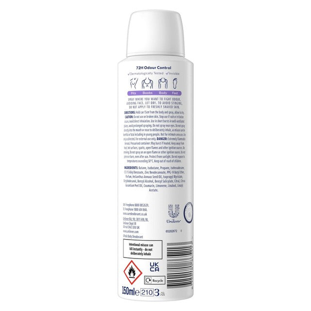 Dove Sure Rio Coconut whole body deodorant spray, UK version