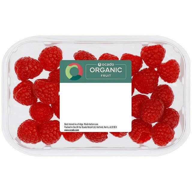 Ocado organic raspberries 150g, imported from the UK