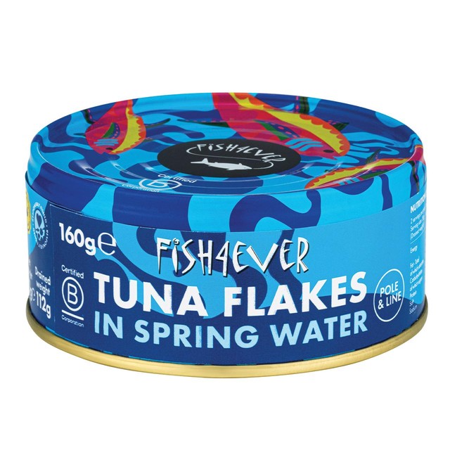Fish 4 Ever Azores skipjack tuna flakes in spring water 160g - British product