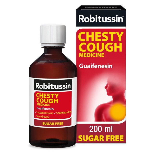 Robitussin Chesty Cough Sugar Free 200ml, UK version