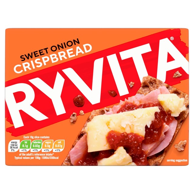Ryvita sweet onion crispbread 200g, imported from the UK