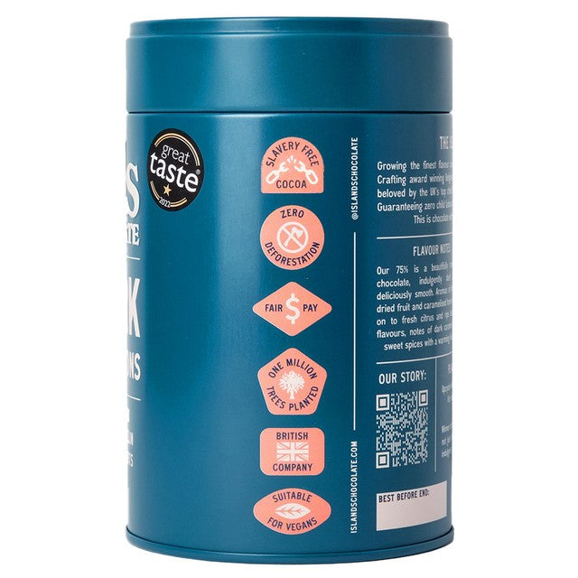 Islands 75% dark chocolate buttons 200g, UK version