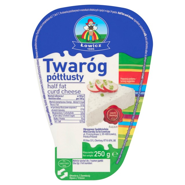 Lowicz Halbfett-Twarog-Quarkkäse 250 g, britische Version
