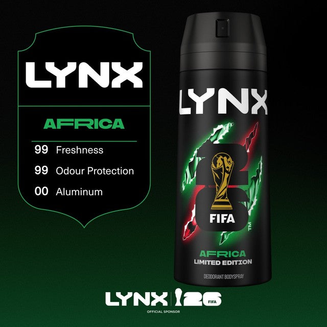 Lynx Africa deodorant body spray 150ml, UK version
