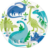 Unique Party blue and green dinosaur party plates 9-inch - British product