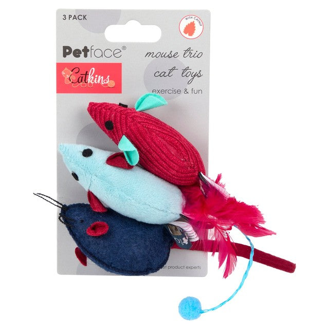 Petface trio mice plush cat toys with catnip (British brand)