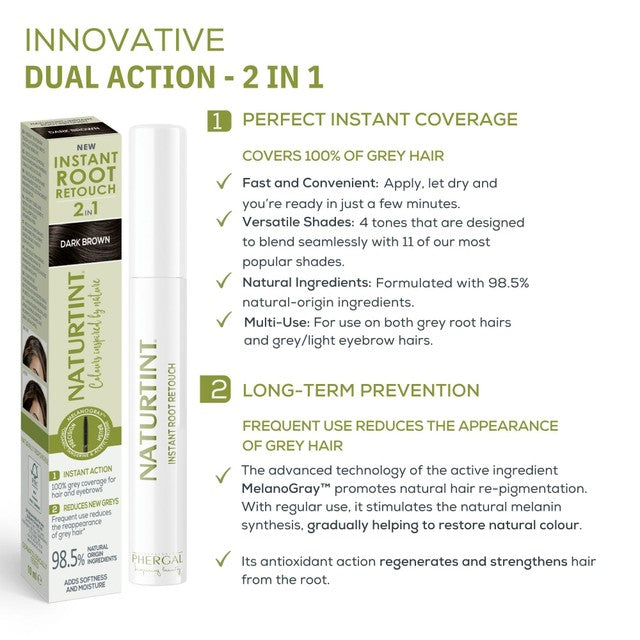 Naturtint hair colour root touch-up Dark Brown 10g, imported from the UK