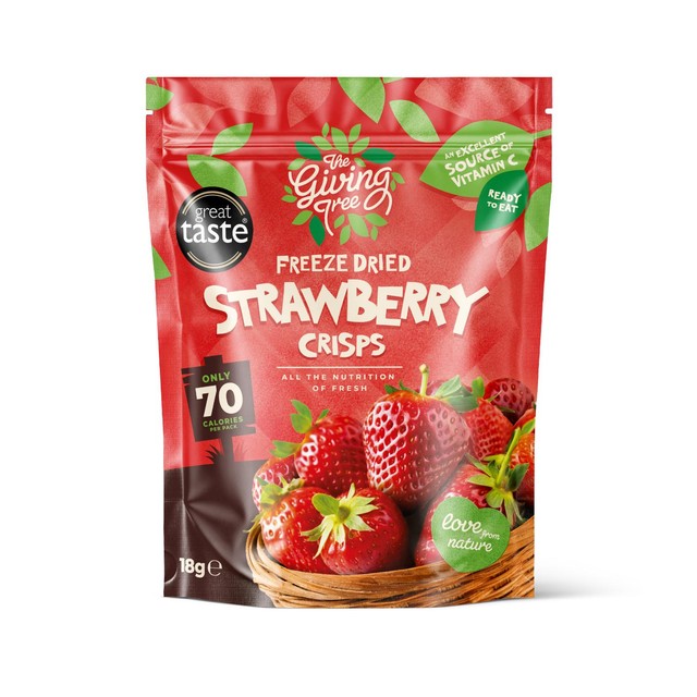 Giving Tree freeze dried strawberry crisps 18g (British brand)