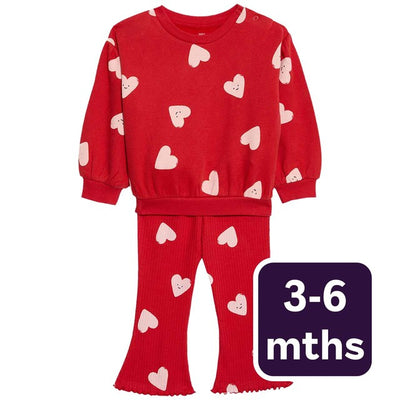 M&S M&S Heart Print Sweat Outfit Baby 3-6 Months Red- Buy online at McGrocer