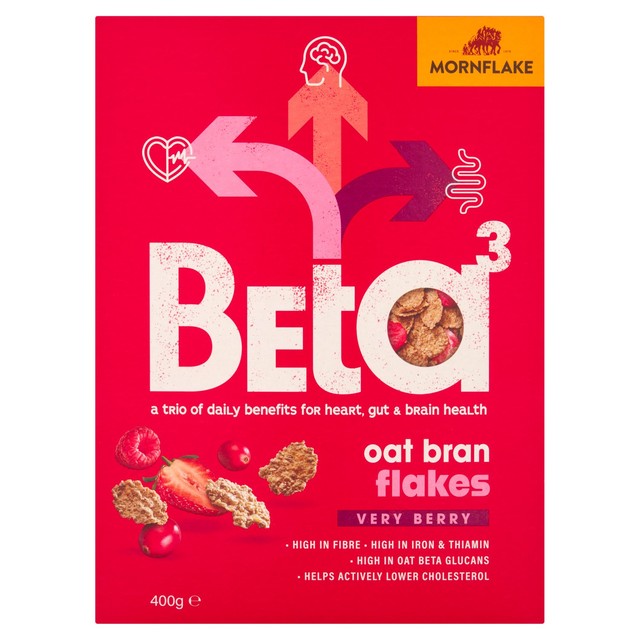 Mornflake oatbran flakes Very Berry 400g, imported from the UK