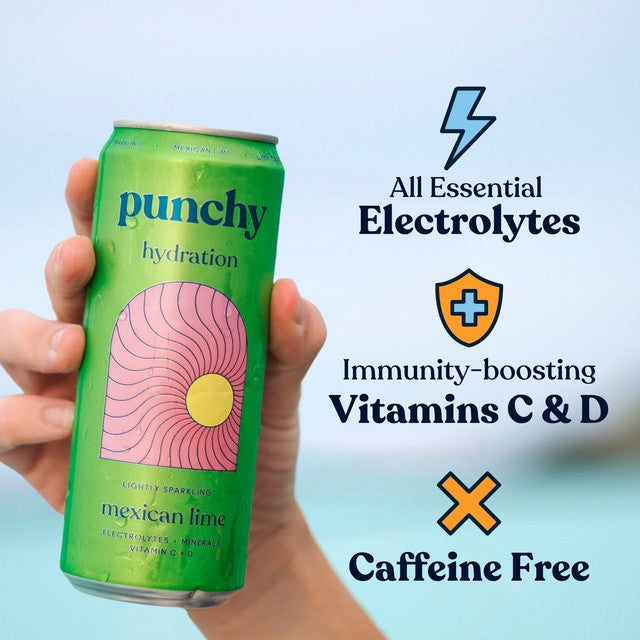 Punchy Mexican Lime hydration drink can (British brand)