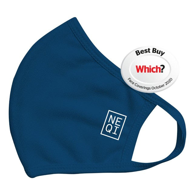 NEQI kids face coverings navy 3 pack, imported from the UK