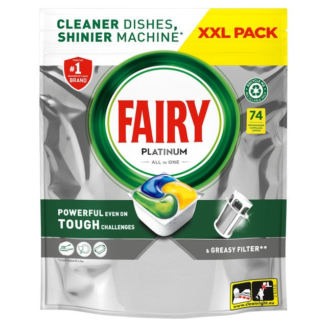 Fairy Platinum lemon dishwasher tablets 66 per pack - British product