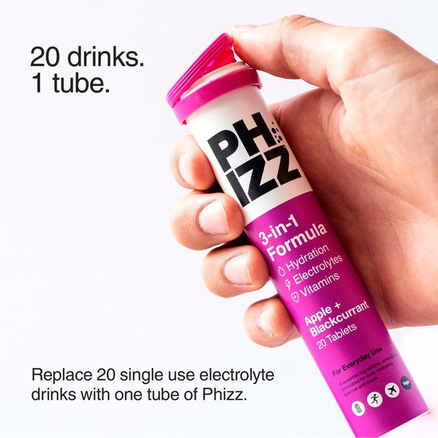 Phizz Apple & Blackcurrant hydration effervescent tablets 20 pack, imported from the UK