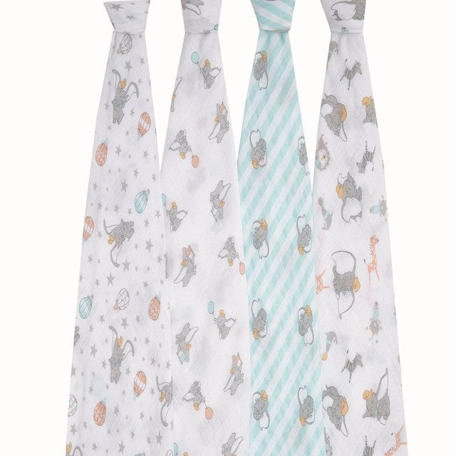 Aden & Anais muslin swaddle blankets Dumbo 4 pack - British product