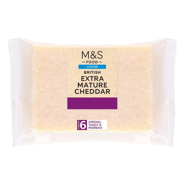 M&S lighter extra mature cheddar cheese 350g, imported from the UK
