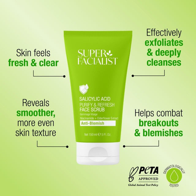 Super Facialist Salicylic Acid Anti Blemish Facial Scrub 150ml (British brand)