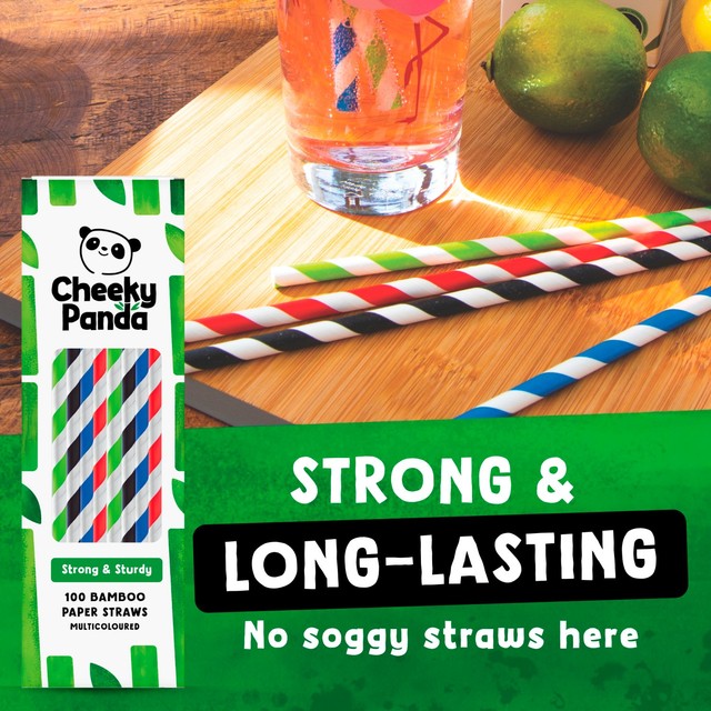 The Cheeky Panda bamboo paper straws striped 100 pack - British product