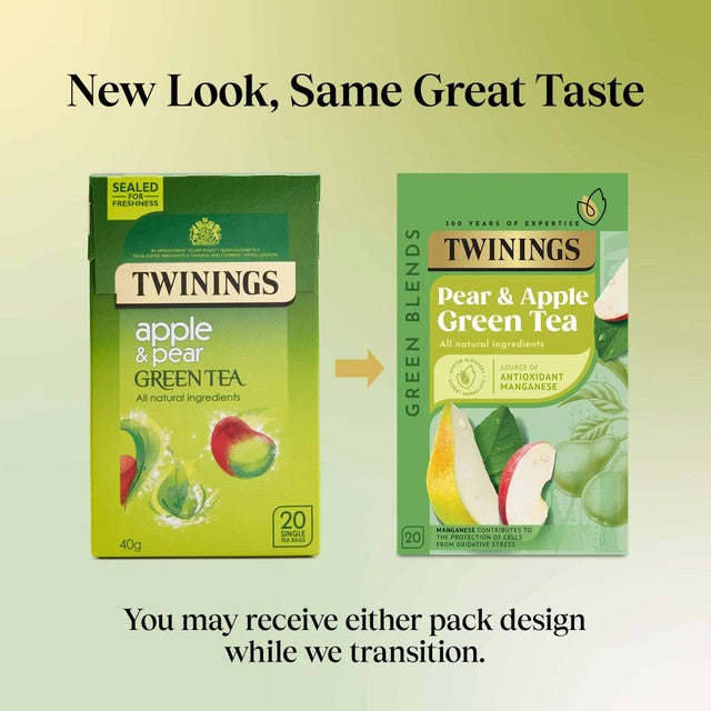 Twinings apple and pear green tea bags 20 per pack (British brand)