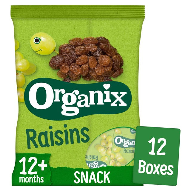 Organix raisin snack boxes 168g, imported from the UK