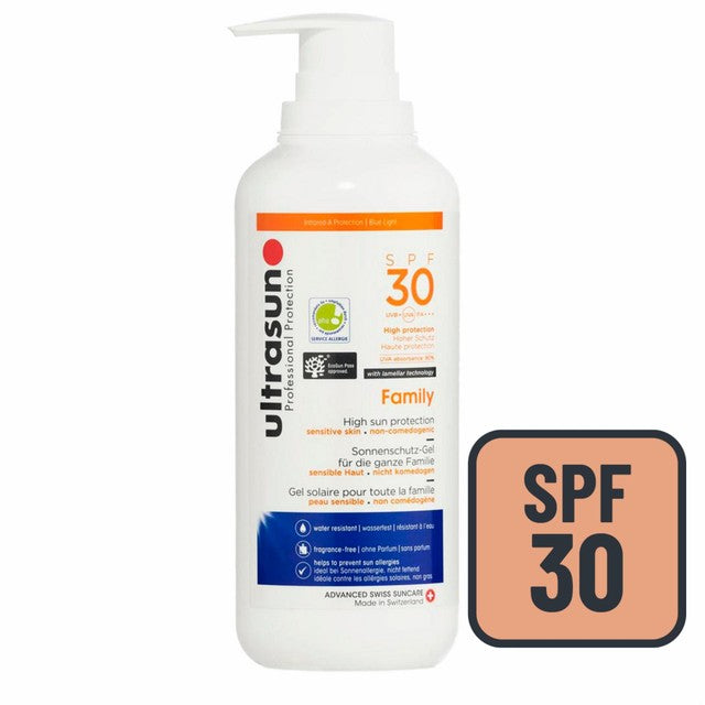 Ultrasun family sunscreen gel SPF 30 400ml (British brand)