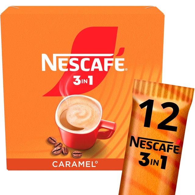 Nescafe Caramel instant coffee mix 12 packets - British product