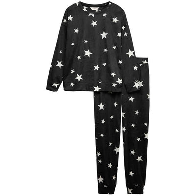 M&S Crew Polished Fleece Flatpack Extra Large Black Mix Pyjama Set