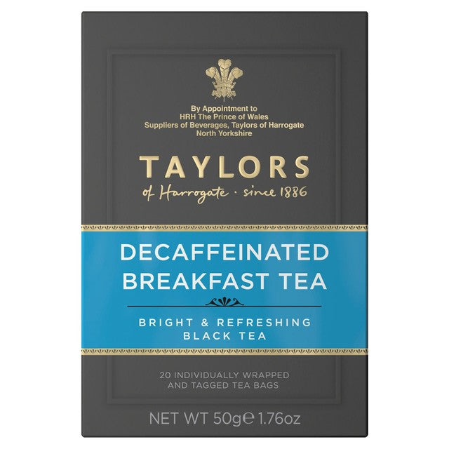 Taylors Of Harrogate decaffeinated breakfast tea bags 20 teabags (British brand)