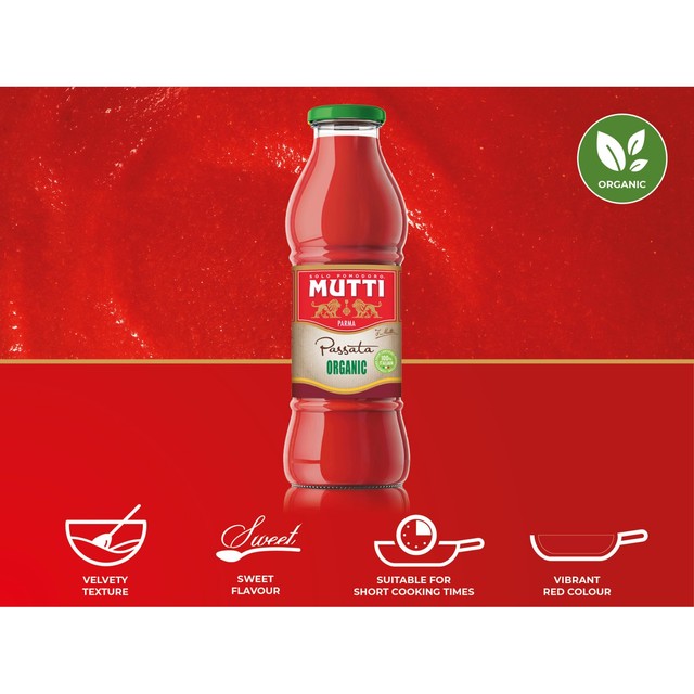 Mutti Organic Classic Italian Tomato Passata 560g, imported from the UK