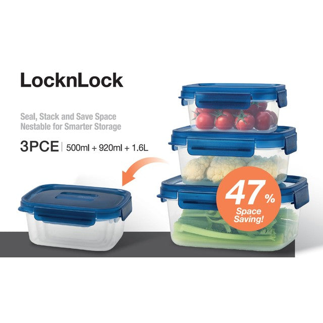 LocknLock blue food storage containers 3pc set, UK version