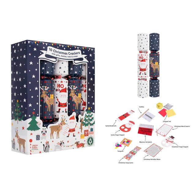 RSW International Blue Santa Christmas crackers pack of 10, imported from the UK