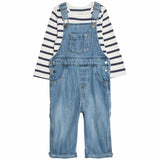 M&S denim dungaree set dark denim 6-9 months, imported from the UK