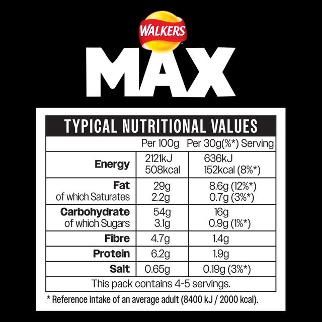 Walkers Max Punchy Paprika crisps 140g (British brand)
